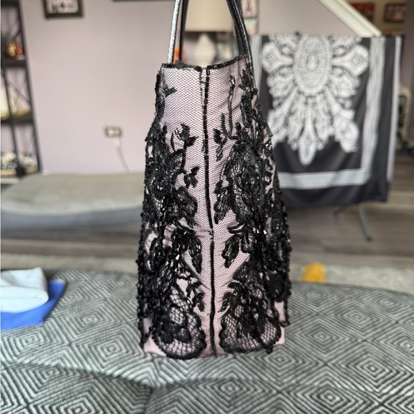 Authentic vintage Valentino Garavani Beaded Black Lace Overlay Tote - Picture 6 of 13
